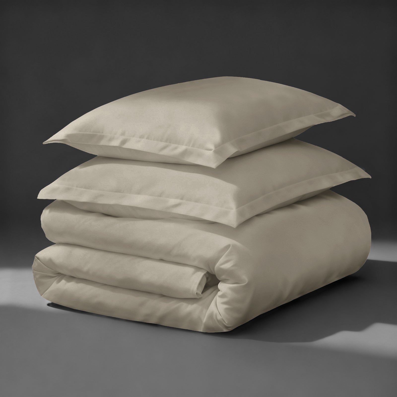 Pizuna luxurious cotton duvet cover 3 piece double size simply taupe 1000 thread count long staple cotton folded