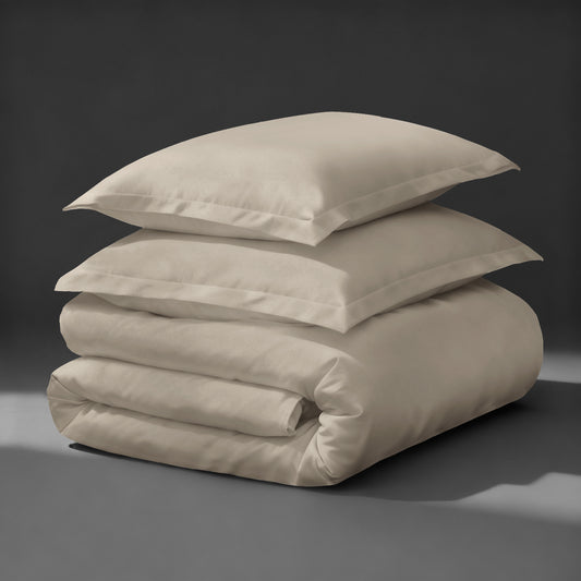 Pizuna luxurious cotton Simply Taupe super king duvet cover set 3 piece 800 thread count long staple cotton folded
