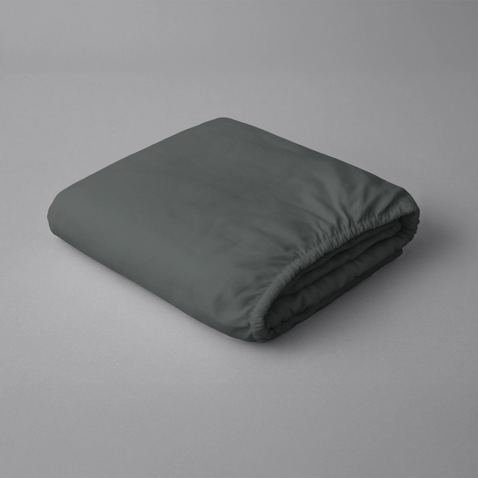 Pizuna folded percale 100 percent cotton fitted sheet dark grey double deep fitted sheet
