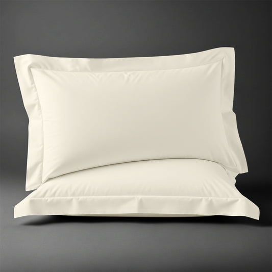 Pizuna Linens ivory 600 thread count 100 percent cotton pillowcases 2 piece oxford standard