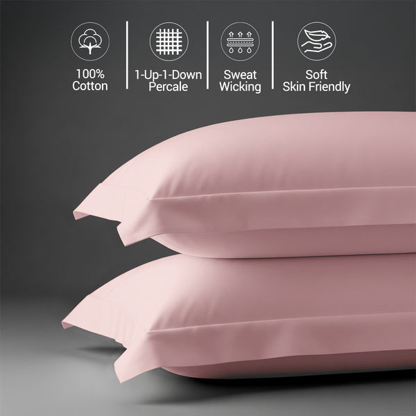 Percale 100% Cotton Pillowcases (2PC)