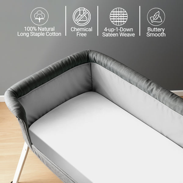 Premium 400 Thread Count 100% Cotton Crib Travel Fitted Sheet