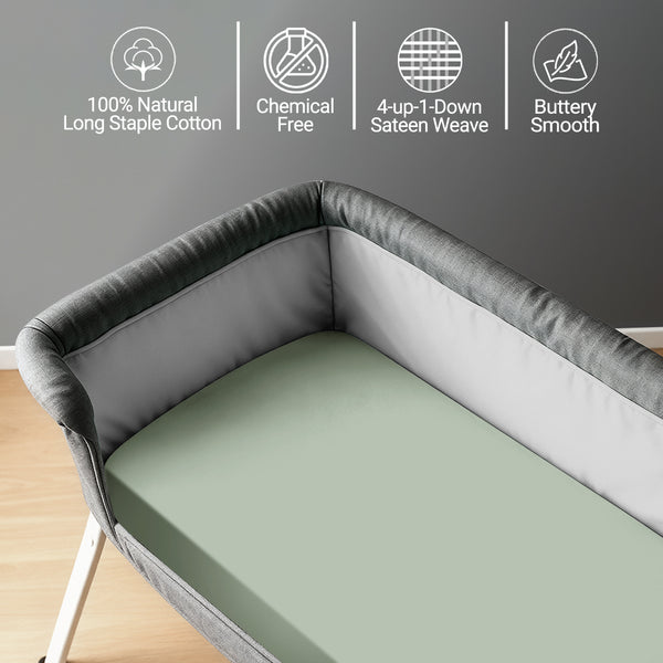 Premium 400 Thread Count 100% Cotton Crib Travel Fitted Sheet